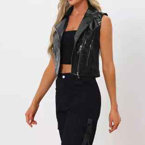 Chaleco de Cuero Genuino para Mujer con Logotipo Personalizado Profesional, Transpirable, Nuevo, Cálido, Estilo Biker Steampunk, de Alta Calidad, con Cierre y Botones - Product Image 5