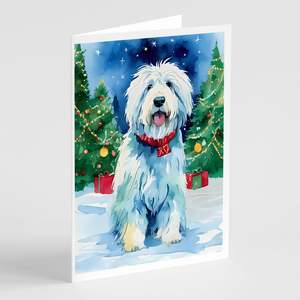 Vieux chien de berger anglais lunatique A7 cartes de voeux de Noël Pack de 8 cartes de note vierges avec enveloppes taille 5x7 - Product Image 1