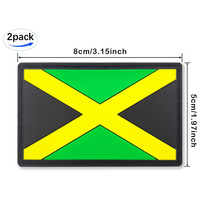 Patch Bendera Jamaika PVC 2 Buah, Patch Karet Deboss, Hiasan Renda, Emblem untuk Tas, Ransel, Jaket, Rompi, Topi, Aksesoris