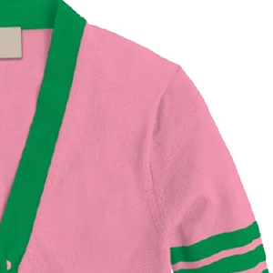 Cárdigans Rosados con Cuello en V, Manga Larga, Color Sólido, Tejido Acrílico, con Bolsillos, Corte Regular, para Todas las Temporadas, Suéteres para Hermandades y Fraternidades - Product Image 2