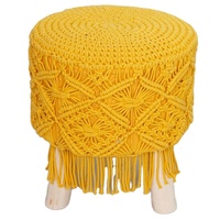 Super luxueux Pouf bohème en jute fait à la main Tabouret d'entreprise Pouf rond en jute tressé Chaise de canapé Console à incrustation d'os simple