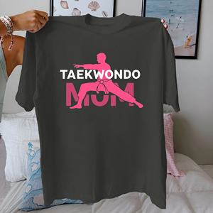 TAEKWONDO MOM avec silhouette Tshirt femme pur coton coupe confort - Product Image 3