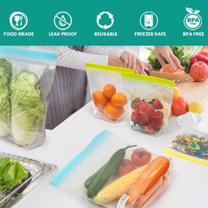 ถุงแกลลอนแบบใช้ซ้ำได้, ถุงเก็บอาหารปลอดสาร BPA, ถุงซิปล็อคซิลิโคนและพลาสติกแบบหนาพิเศษป้องกันการรั่วซึม - Product Image 5