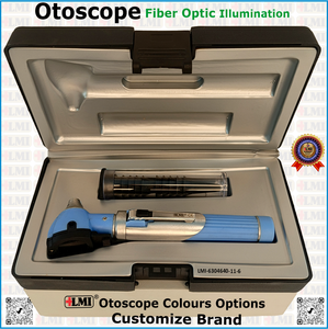 Ensemble d'instruments de diagnostic otoscope manuel à fibre optique bleu clair, certifié CE, léger, pour la chirurgie générale - Prix de gros - Product Image 1