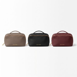 Luxury Bag PU Leather Lay Flat <b>Cosmetic</b> <b>Case</b> Gold Zip Around Wipeable Lining Custom Logo BSCI Factory - Product Image 4