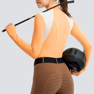Camisa de Equitación para Mujer con Logotipo Personalizado, de Secado Rápido, Tela Elástica, Polo para Competición Ecuestre y Deportes al Aire Libre - Product Image 5