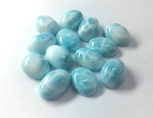 Perles de pierres précieuses naturelles de larimar ovales de qualité supérieure, cabochons, pour la fabrication de bijoux, pendentifs et boucles d'oreilles, fournitures de bijouterie - Product Image 2