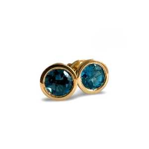 Blue 1CT Round Cut Gemstone Solitaire Daily Wear Stud <b>Earring</b> Moissanite With 14K Solid Gold <b>Fine</b> Jewelry For Partner - Product Image 3