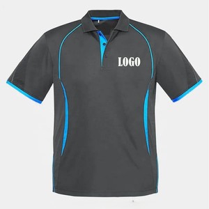 Polo de Manga Corta Gris para Hombre con Ribete Amarillo Neón, Diseño Deportivo de Secado Rápido, Logotipo Estampado en la Parte Delantera - Product Image 2