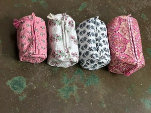 Vintage Floral Cotton Cosmetic Bag Small Portable Embroidered <b>Makeup</b> Organizer Hook Loop Closure Toiletry Bag - Product Image 4