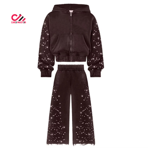 Conjunto Deportivo de Dos Piezas para Hombre, con Capucha, Diseño Sólido con Pedrería, 100% Algodón, Transpirable, Ligero y de Secado Rápido - Product Image 4