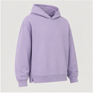 เสื้อฮู้ดดี้ทรงบ็อกซี่ผู้ชายสีม่วงไลแลคแบบไม่มีเชือกผูก ดีไซน์เรียบง่าย ผ้าฝ้ายฟอกแบบเฟรนช์เทอร์รี่ รุ่น MHOOD-0028 - Product Image 3