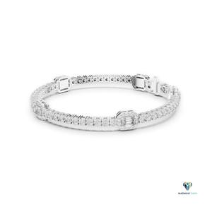 5.27ct White <b>Gold</b> Emerald Cut Lab Grown Diamond Bracelet in 18K <b>Solid</b> <b>Gold</b> Halo Link Statement Bracelet Fine Jewelry for Women - Product Image 4