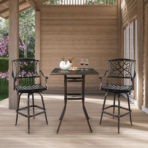 Tavolo Bistrot Quadrato in Alluminio Pressofuso per Tutte le Stagioni con Foro per Ombrellone da 2', Tavolo Alto da Esterno per Giardino e Veranda - Product Image 5