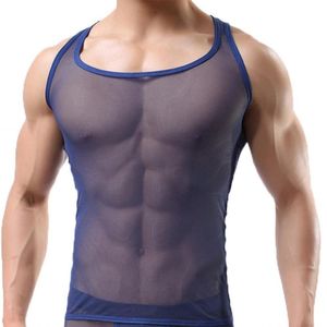 Camisas de Moda Personalizadas para Hombre, de Malla Transparente, Manga Corta, Cuello Redondo, Estilo Urbano - Product Image 4