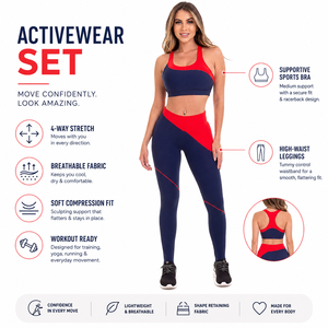 2 Piece Yoga Set Women Workout Clothes Gym Wear High Waist Leggings Sports Bra Fitness Athletic Color Block Activewear Outfit - Product Image 5