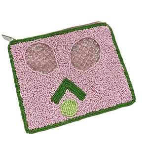 <b>Pink</b> Beaded Coin <b>Purse</b> Exotic Animal Print Mini Clutch with Rhinestone Accent Wild Boho Gift - Product Image 1