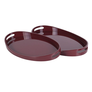 Plateau décoratif en laque artisanal exquis, plateaux de service ronds à bords dentelés modernes, décoration chic et unique pour table basse - Product Image 4