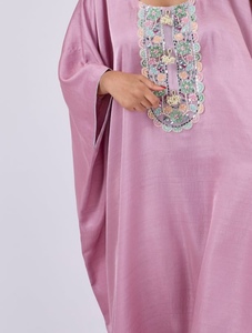 New 2026 Dubai Blush Pink Breathable Polyester Turkish Style Floor Length Women's Abaya Traditional <b>Islamic</b> <b>Clothing</b> Saudi - Product Image 2