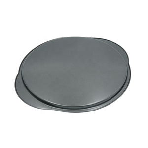 Hot Selling 12 Inch Non-Stick Carbon Steel Pizza Pan with Handle <b>Good</b> Food Release Performance for <b>Baking</b> Dishes & Pans - Product Image 2