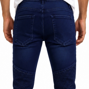 Vaqueros de mezclilla personalizados para hombre, estilo motero, de pierna recta, desgastados, lavados, estilo hip hop, hechos a medida, con cremallera resistente - Product Image 5