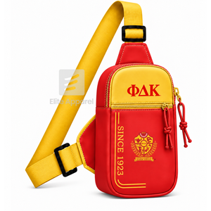 Sac banane personnalisé NSPDK Sorority avec logo brodé, fermeture éclair rouge et or sur le devant, usage quotidien décontracté pour femme - Product Image 2