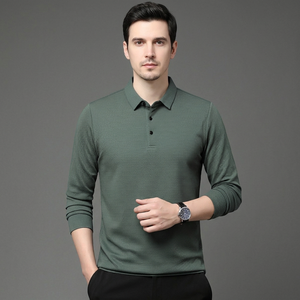 Men's Long Sleeve for <b>Shirt</b> Solid Color Knitted Cotton Breathable Casual Style Regular Fit Front Logo All Seasons - Product Image 5