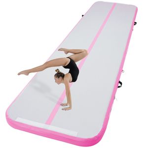 Colchoneta inflable rosa para gimnasia de 13 pies, bomba eléctrica, colchoneta de aire de 4 pulgadas de espesor para gimnasio en casa, entrenamiento acuático, multiusos - Product Image 1