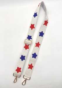 Sangle de sac à main réglable avec perles étoiles rouges, blanches et bleues, sangle de sac transparente, sangle de sac à main drapeau américain - Product Image 2