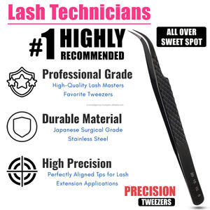 Professional Fiber Tip Lash Tweezers Set 90° Eyelash Extension Tweezers Stainless Steel Volume Lash <b>Tool</b> - Product Image 3