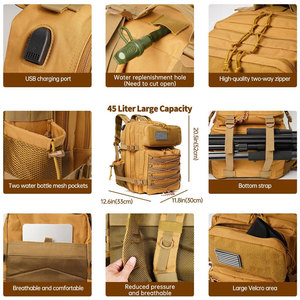 Sacs à dos tactiques tendance avec impression de logo personnalisé, rangement multi-compartiments et système de transport confortable - Product Image 6