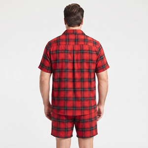 Short Sleeve <b>Pajama</b> Set Men Button Down Flannel Shirt Drawstring Waist Plaid Shorts Set Mens <b>Check</b> Flannel <b>Pajama</b> Set Men - Product Image 3