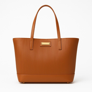 Elegant Red Vertical Stripe Tote Bag Women's Microfiber Synthetic Leather Large Capacity Daily Work Shopping Handbag - Product Image 3
