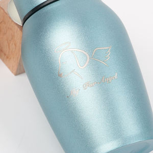 Teardrop Stainless Steel Pet <b>Urn</b> 400ml Airtight Memorial Keepsake for Dog Ashes Modern Design Blue Color - Product Image 4