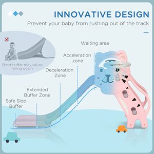 Tobogán y Aro de Baloncesto 2 en 1 para Niños de 18 a 36 Meses, Color Rosa, Fácil de Instalar, Divertido Juguete para Interiores - Product Image 6