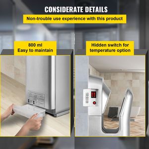 Asciugamani Elettrico a Getto d'Aria da 1800W - Asciugatore Commerciale Premium in ABS con Filtrazione HEPA, Montaggio a Parete - Product Image 6