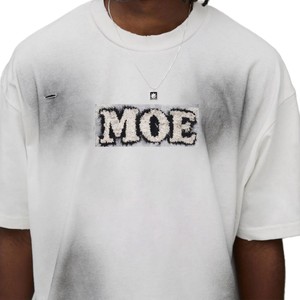 Custom Vintage Distressed Men's shirts Oversized Graphic T Shirt Vintage Washed <b>Spray</b> Painted Cotton Streetwear Casual White Tee - Product Image 3