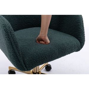 Silla moderna de oficina en casa con altura ajustable 360 patas giratorias de metal dorado tela de peluche rueda universal Verde-Para uso en interiores - Product Image 3