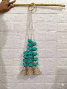 Peony Flower Hanging with Pearl Bell Tassels, Indian Wedding Decor, Diwali Navratri Decor, Bridal Backdrop, Boho Floral Hanging - Product Image 5