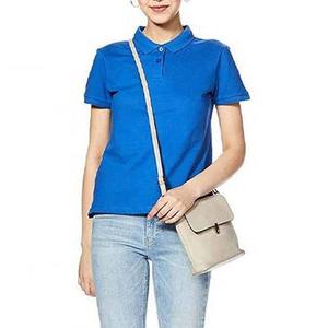 เสื้อโปโลแขนสั้นสีน้ำเงินสำหรับผู้ชาย สีพื้น ผ้าปิเก้ถัก ระบายอากาศดี ดีไซน์กระดุม ทรงปกติ - Product Image 4