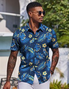 Chemises de plage tendance en gros pour hommes – Chemises hawaïennes décontractées d'été en polyester imprimé à manches courtes, grandes tailles, col rabattu - Product Image 3