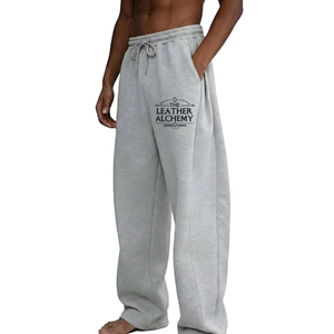 Top Selling Custom Men's Straight Jogger Track Pants Casual Baggy Sweat Trouser Elastic <b>Waistband</b> Stacked Sweatpants 100% Cotton - Product Image 1