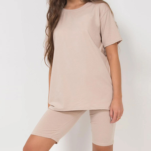 Casual Summer <b>Tops</b> And Above Knee Shorts Set Wholesale Rate Ladies Two Piece T Shirt And Shorts Sets For Sale - Product Image 5