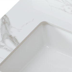 Lavabo Rettangolare Sottopiano in Ceramica 79x56 cm, Top per Mobile Bagno in Pietra Sinterizzata Bianco Carrara - Product Image 5