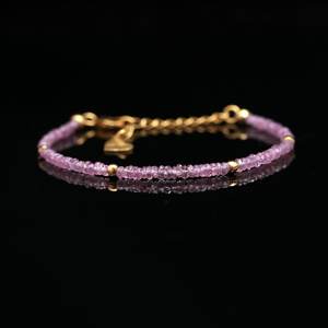 Zafiro Rosa con Cuentas, Oro Sólido de 18K, Joyería Hecha a Mano con Piedras Preciosas Naturales, Regalo para Ella, Lujo, Certificado por Terceros, Venta al por Mayor - Product Image 1