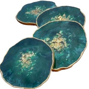 Top Quality Handmade Custom <b>Resin</b> Coaster Set with Gold Flakes <b>Epoxy</b> Drink Coasters for Stylish Decor at Wholesale <b>Prices</b> - Product Image 1
