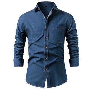 Camisa de Mezclilla Moderna e Informal para Hombre, Manga Larga, Color Sólido, Tela de Algodón Suave, Corte Regular, Alta Calidad, Diseño Personalizado OEM - Product Image 2