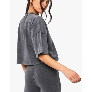 เสื้อยืดวินเทจทรงโอเวอร์ไซส์ ล้างสีแบบแอซิดวอช ปักลายนูน 3 มิติ ราคาโรงงาน ผ้าฝ้ายเฟรนช์เทอร์รี่ คอกลม เนื้อหนา เสื้อเจอร์ซีย์ผู้หญิง - Product Image 6