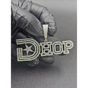 "DHOP " <b>Name</b> Pendant Iced Out Moissanite Diamond Hip Hop <b>Chain</b> Custom Bling Jewelry Gift For Men Women - Product Image 1