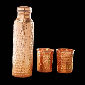 Copper <b>Bottle</b> with 4 <b>Glass</b> Copper Water <b>Bottle</b> <b>for</b> Kitchen and Dining Table Travelling Best Quality Customized Size metal - Product Image 5